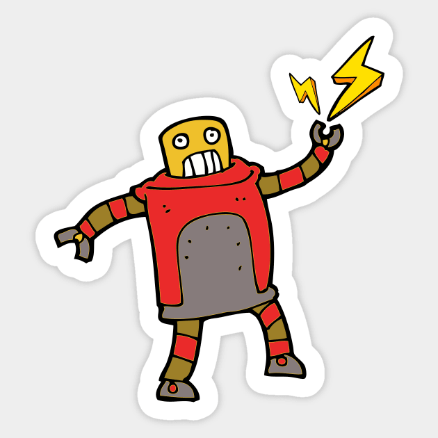 Red Robot Shooting Electricity Sticker by InkyArt